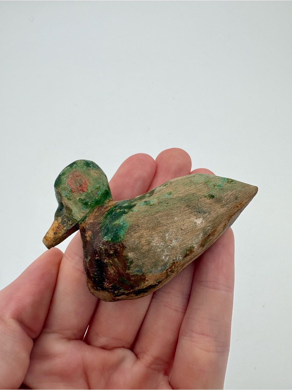 Vintage Tiny Hand Carved Wooden Duck Trinket Mallard Collection Tiny Things